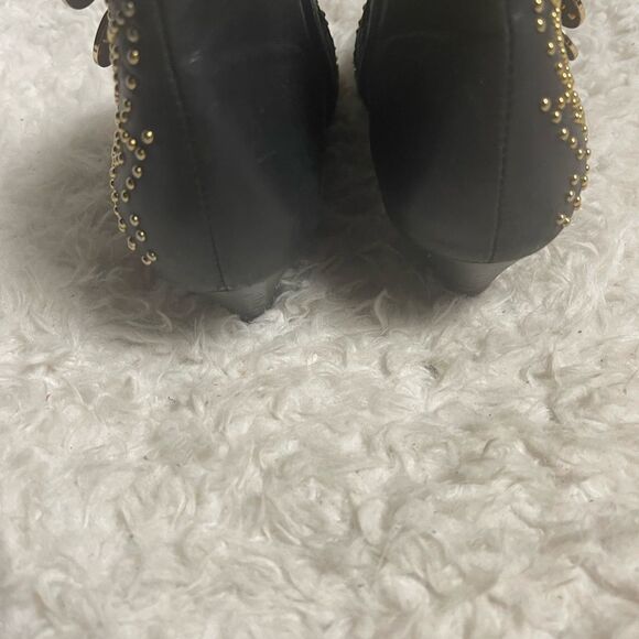 Jeffrey Campbell Starburst leather Black Studded Ankle Boots with Buckles SZ8.5 - Picture 5 of 13